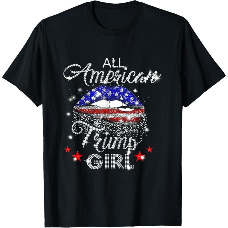 All American Trump Girl Mouth Diamond T-Shirt made in usa Hoodie Sweatshirt | PrintMintTees.com
