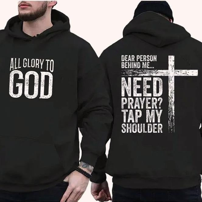 All Glory To God 2 Sided Graphic Hoodie Fleece Fabric Casual Hooded Sweatshirt Trendy Tops Perfect Gift Shirt
