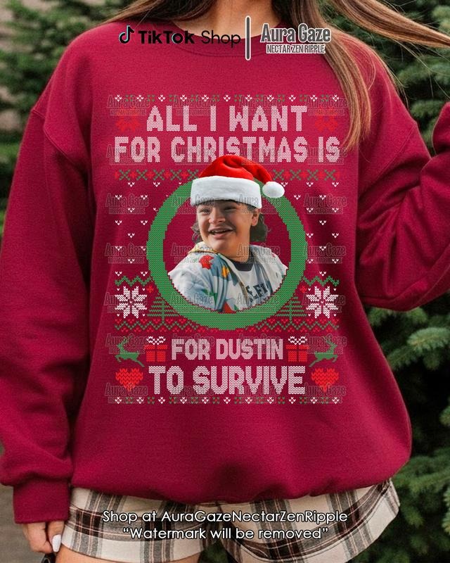 All I Want For Christmas Is Dustin Henderson Unisex Sweatshirt For Fan, Stranger Thing Dustin Henderson Retro Bootleg...