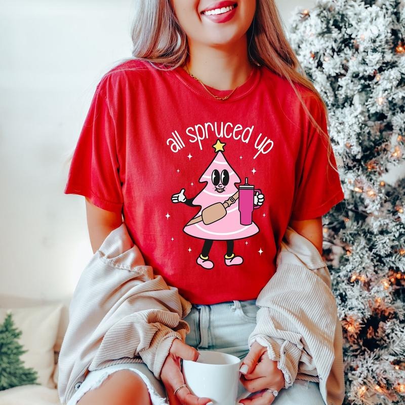 All Spruced Up Shirt, Christmas Shirt, Cute Christmas Tree Shirt, Comfort Colors Holiday Gifts, Funny Christmas Tee,...