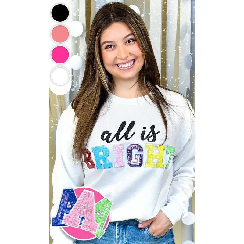 All is Bright Sequin Graphic Sweatshirt Shirt Hoodie | PrintMintTees.com