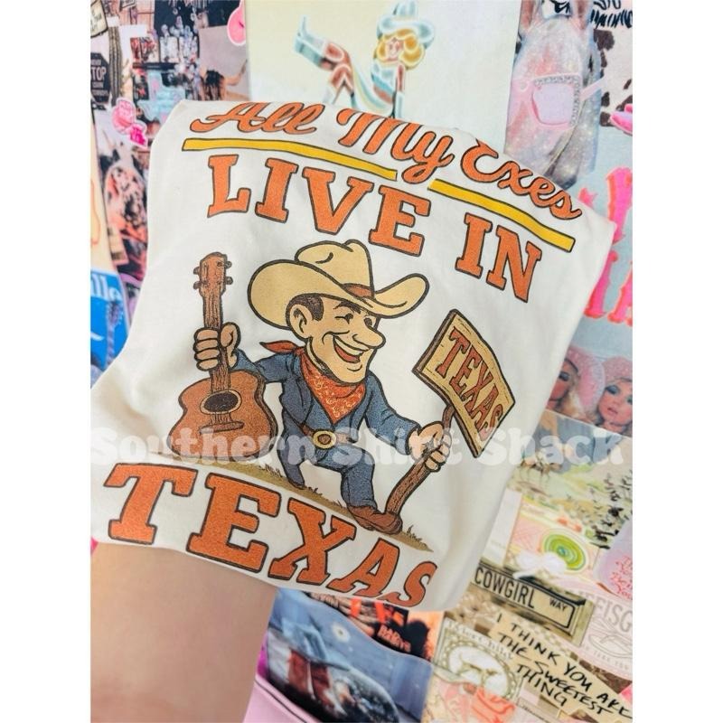 All my exes live in Texas   | Ivory comfort colors t shirt | Country Music  Graphic Tee Hoodie Sweatshirt | PrintMintTees.com
