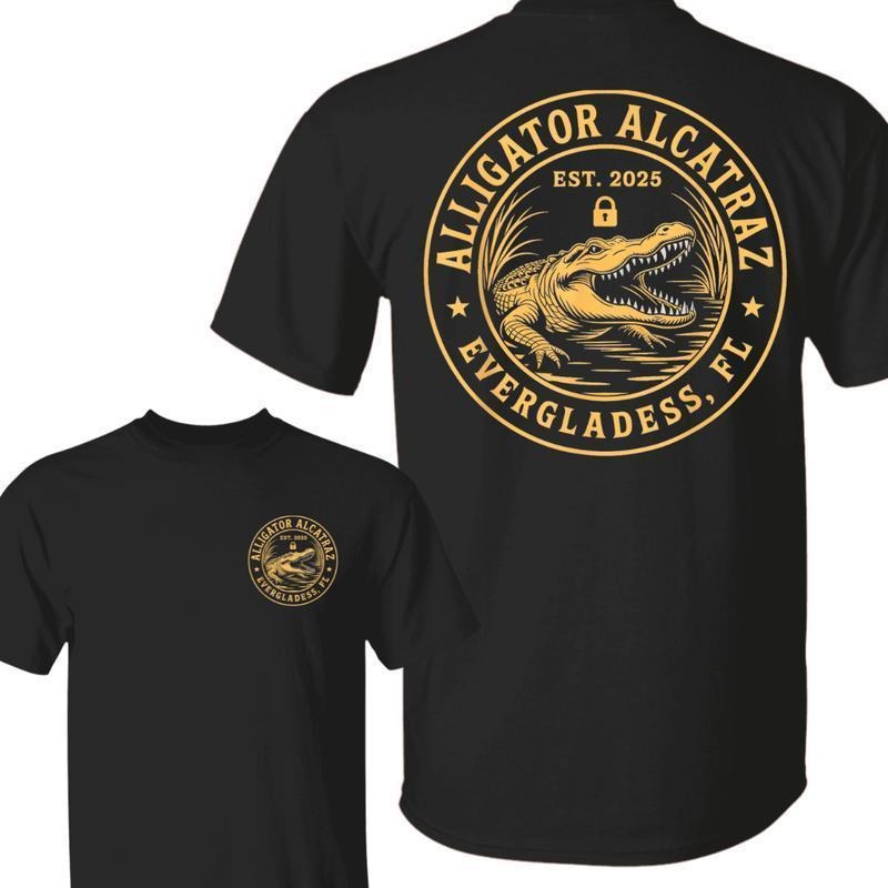 Alligator Alcatraz Florida Everglades Funny Retro T-Shirt For Men and Women, Dark Humor Shirt, Funny Florida Gift, MAGA...