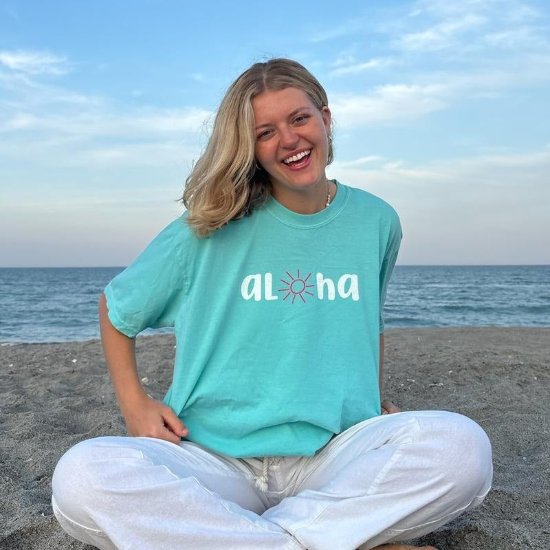 Aloha Sun Shirt, Comfort Cotton Womenswear Fabric Top Oversized Underwear Women Tshirt Hoodie Sweatshirt | PrintMintTees.com