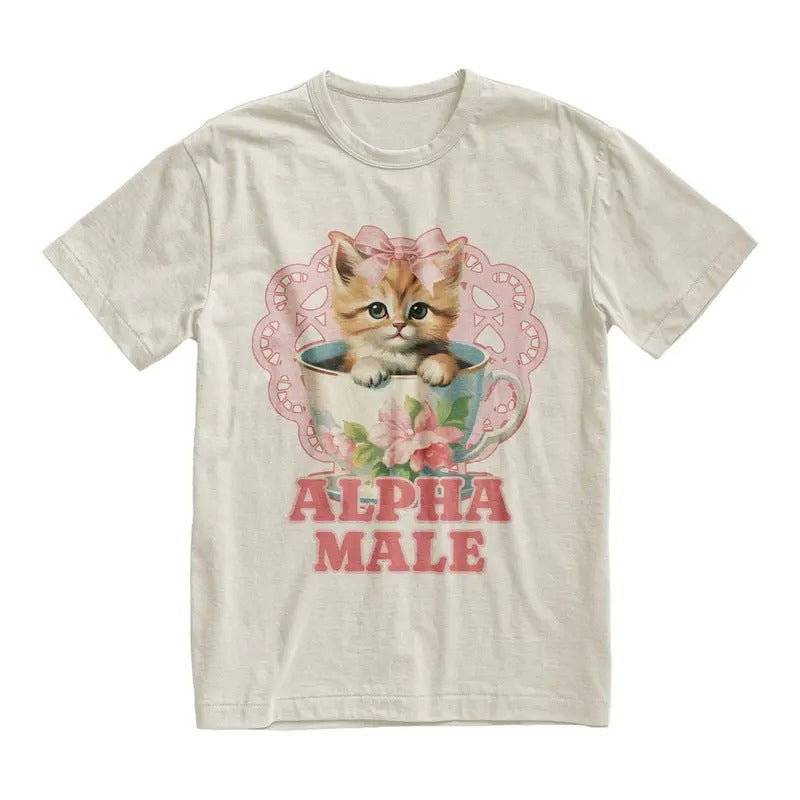 Alpha Male Funny Kitten Tshirt, Funny Cat Meme Shirt Cotton Menswear Hoodie Sweatshirt | PrintMintTees.com