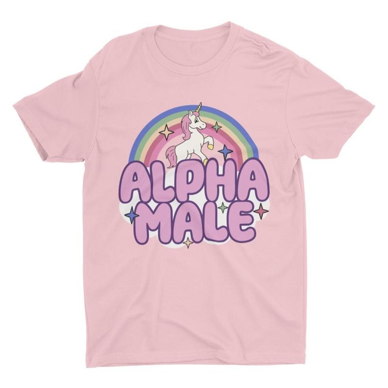 Alpha Male Unicorn Graphic Print Cotton T-Shirt for Men, Summer and All Seasons Menswear Soft Hoodie Sweatshirt