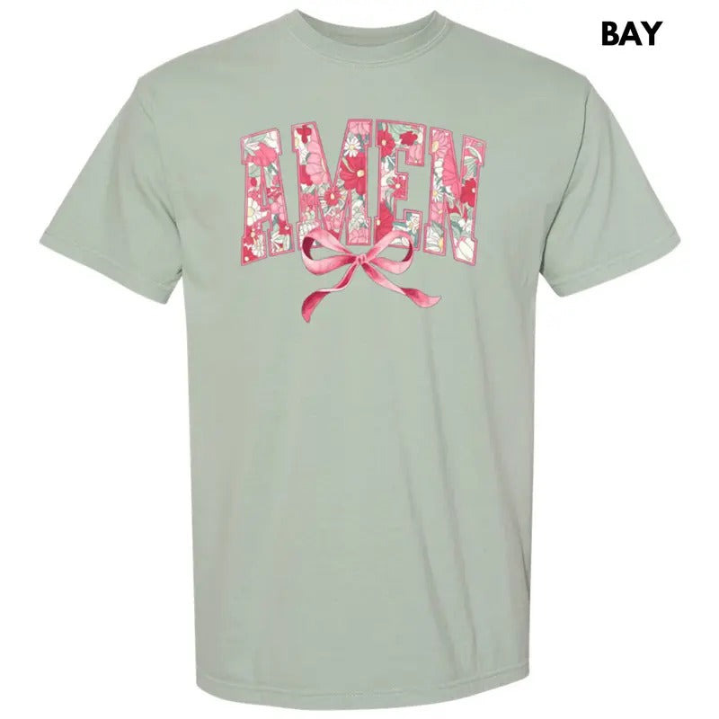 Amen Floral Coquette Comfort Colors T-Shirt Hoodie Sweatshirt | PrintMintTees.com
