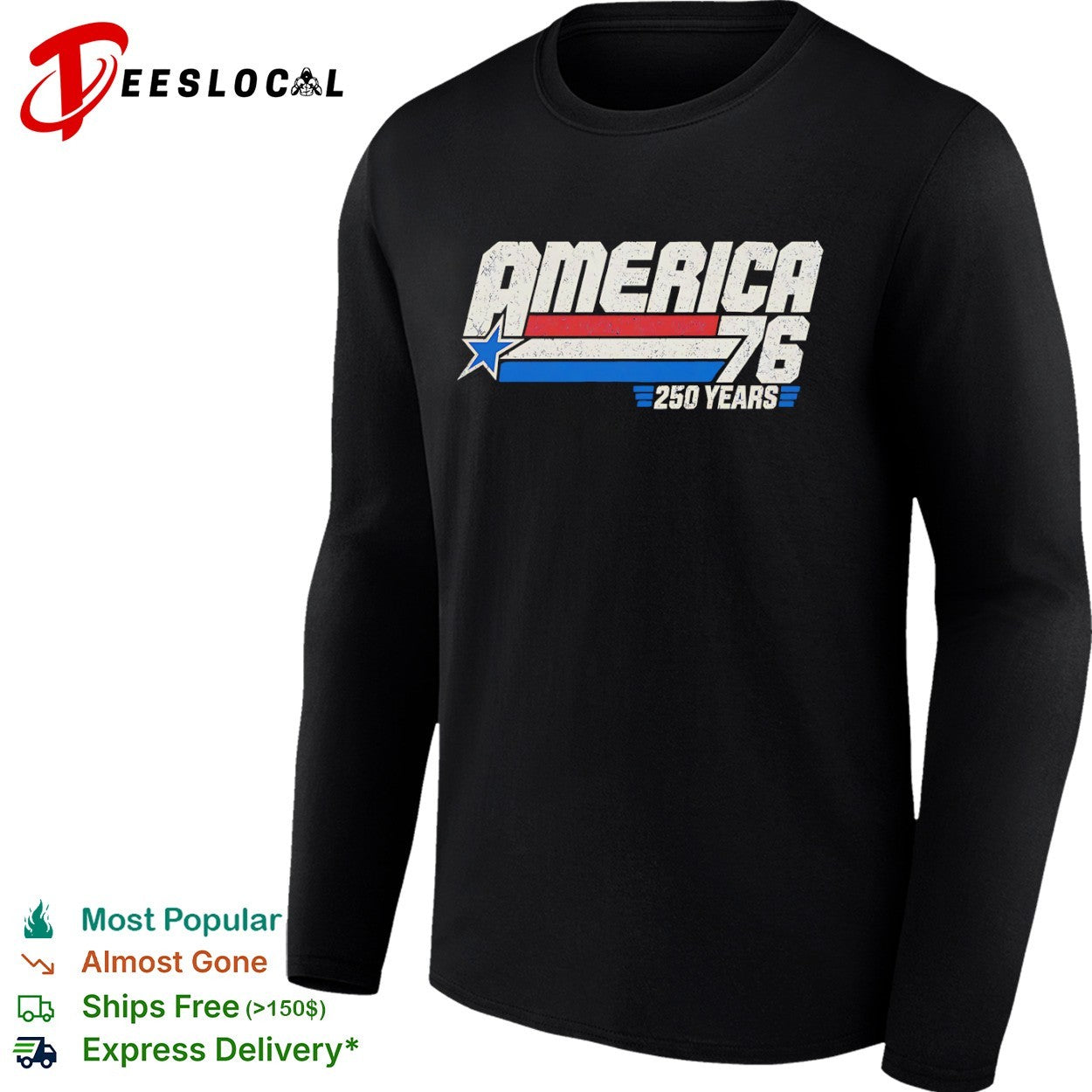 America 1976 250 years patriotic flag star shirt