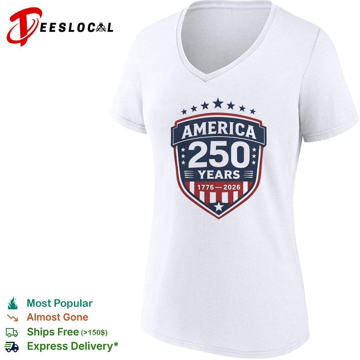 America 250 Years 1776 2026 Patriotic Shield Independence shirt