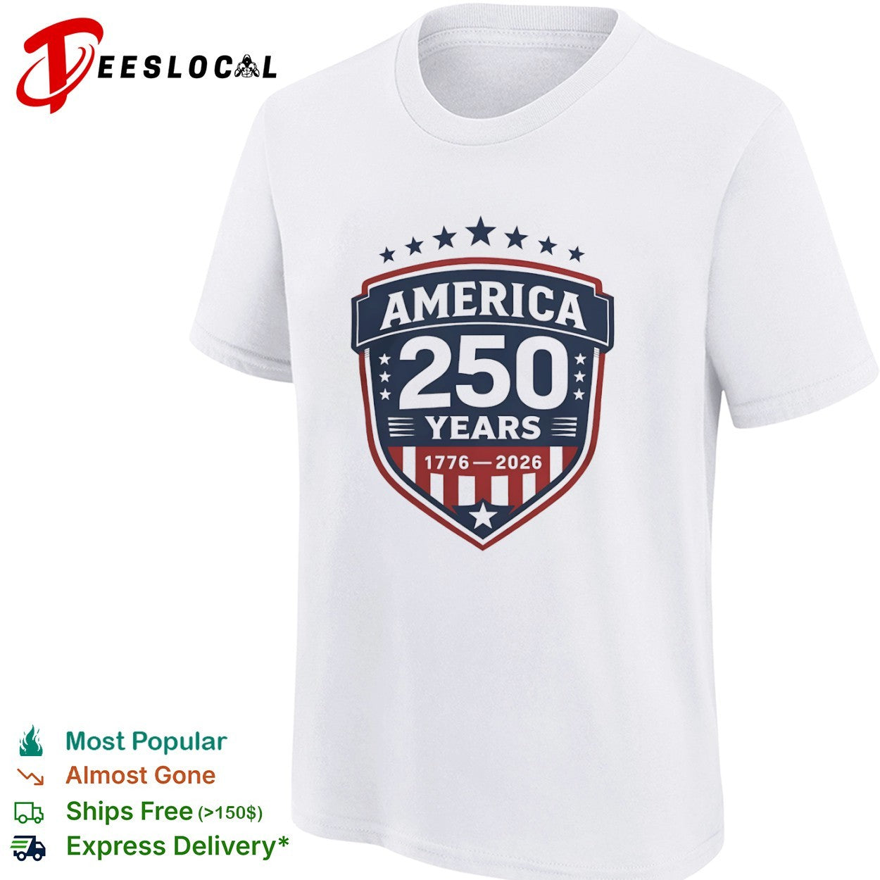 America 250 Years 1776 2026 Patriotic Shield Independence shirt