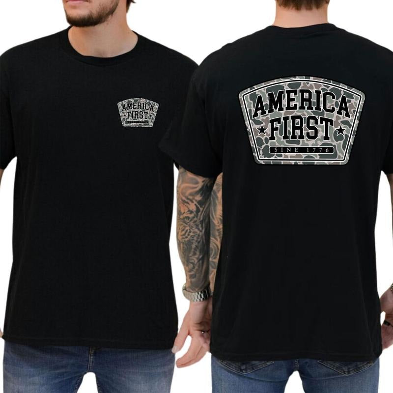 America First Duck Camo T-shirt Hunting Camo Shirt Outdoor Life Soft Fabric Short Sleeve Shirt Hoodie Sweatshirt