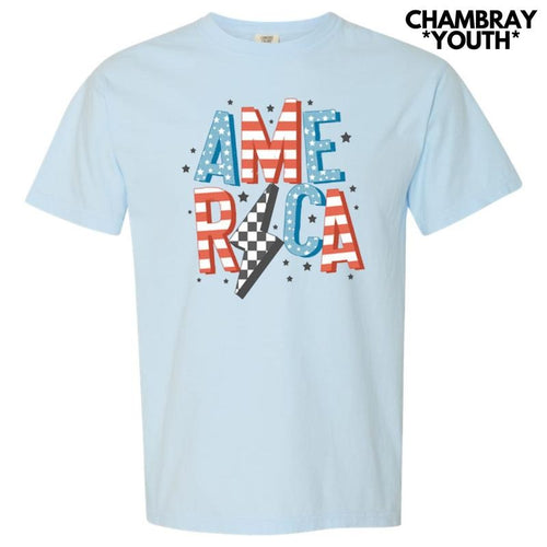 *** America Lightning Bolt Comfort Colors T-Shirt (Youth) Hoodie Sweatshirt | PrintMintTees.com