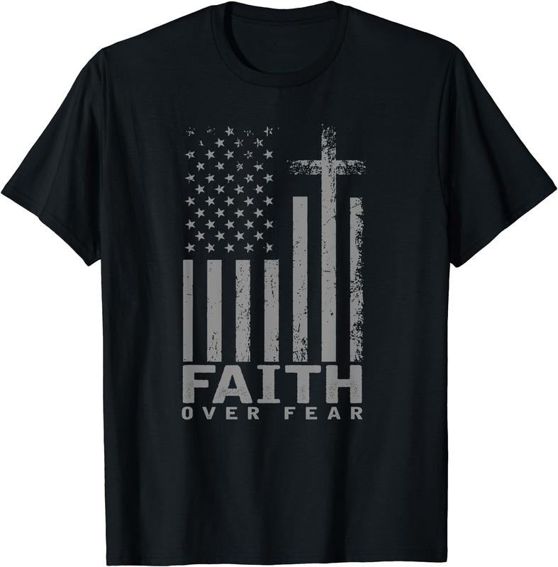 America Pride US Flag Faith Over Fear Prayer T-Shirt, Cotton Hoodie, Sweatshirt | PrintMintTees.com