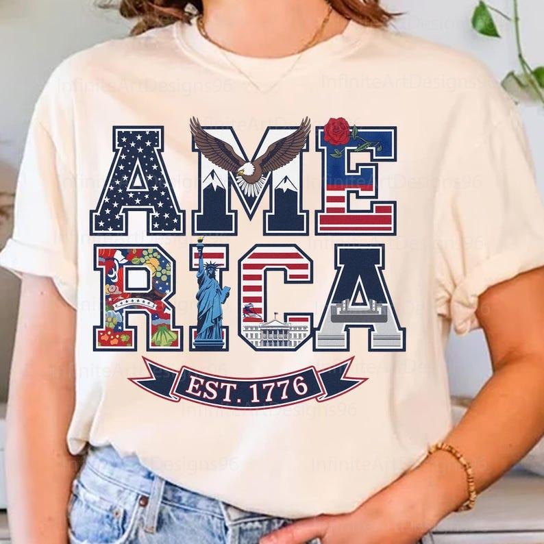 America Varsity t-shirt, 4th of July t-shirt, USA tshirt, Patriotic sweatshirt, Land Of The Free t-shirt, America...