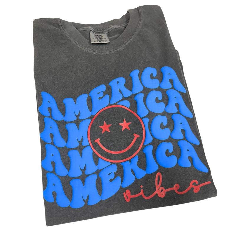 America Vibes Puff Comfort Colors T-Shirt Hoodie Sweatshirt | PrintMintTees.com