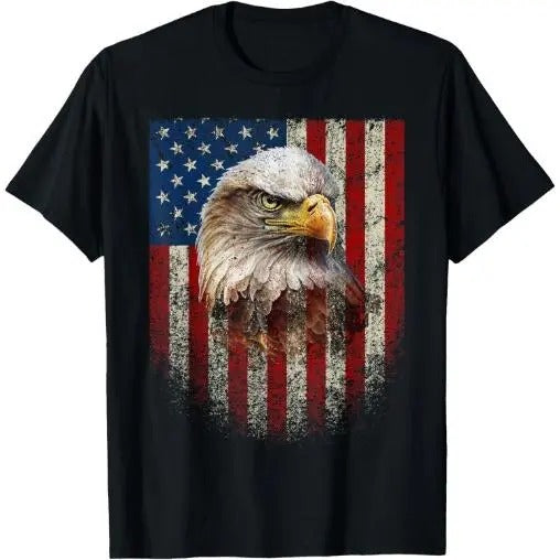 American Flag Bald Eagle Patriotic Red White Blue T-Shirt Made in USAstyle{n002}2 Hoodie Sweatshirt | PrintMintTees.com