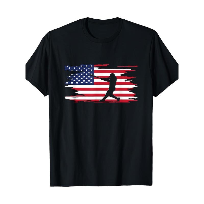 American Flag Baseball Apparel - Baseball T-Shirt-100% Cotton -220g made in usa Hoodie Sweatshirt | PrintMintTees.com