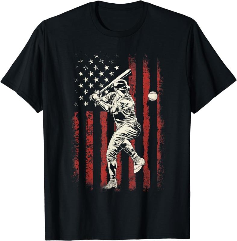 American Flag Baseball Team Gift for Men Boys T-Shirt Clothing Menswear Clothing Menswear Hoodie Sweatshirt