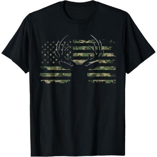 American Flag Camouflage Outdoor Antlers Deer T-Shirt Made in USAstyle{n002}2 Hoodie Sweatshirt | PrintMintTees.com