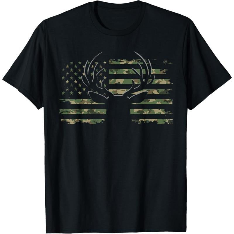 American Flag Camouflage Outdoor Antlers Deer T-Shirt made in usa Hoodie Sweatshirt | PrintMintTees.com