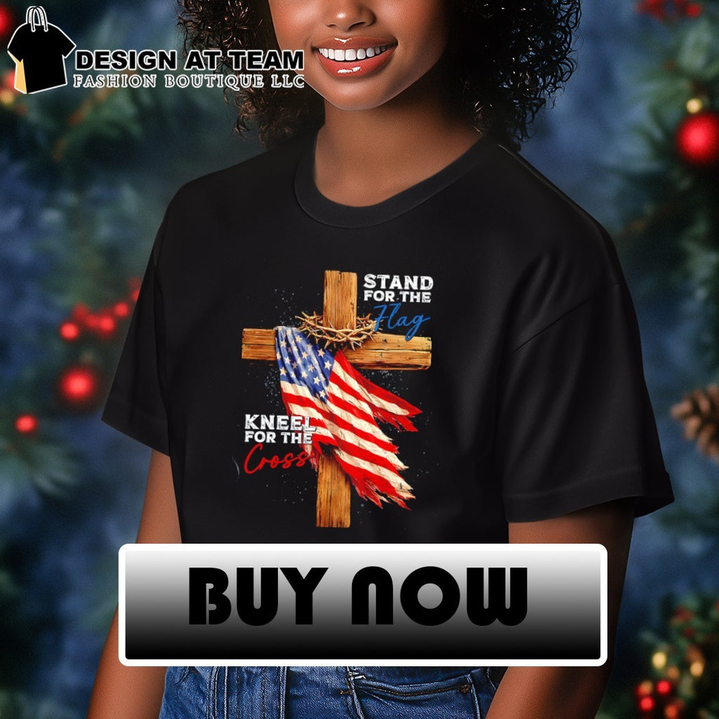 American Flag and Christian Cross Stand for the flag Kneel for the Cross shirt