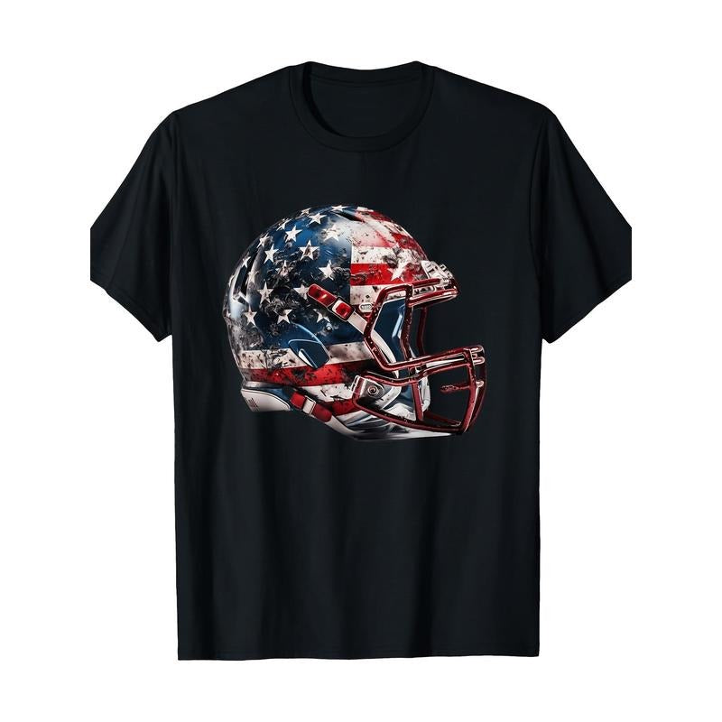 American Football Helmet Us Flag 220g100% Cotton T-Shirt made in usa Hoodie Sweatshirt | PrintMintTees.com