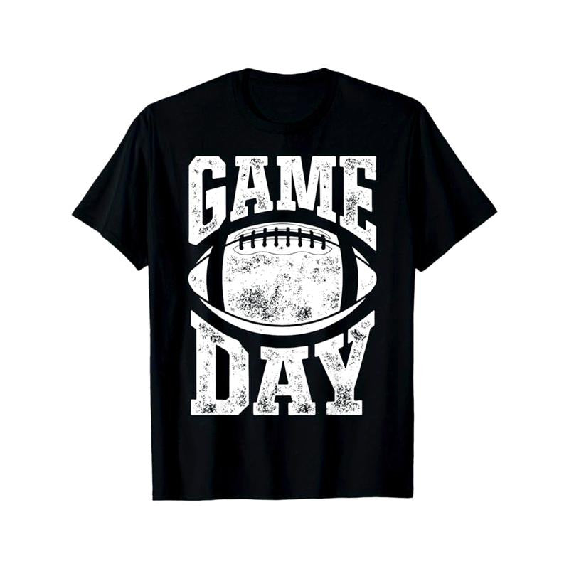 American Football Print Men's Cotton T-shirt, Graphic Tee Men's Outdoor Clothes, Men's Clothing, Casual Short Sleeve Crew...