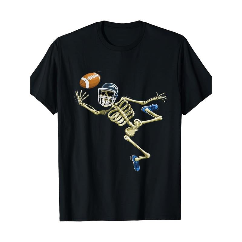 American Football Skeleton Halloween Men's Football Fan T-shirt, men's T-shirt made in usa Hoodie Sweatshirt
