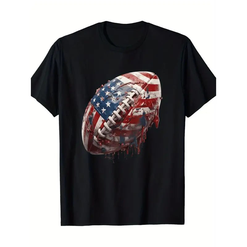 American Football Us Flag T-Shirt, Men's T-Shirt, 220g made in usa Hoodie Sweatshirt | PrintMintTees.com