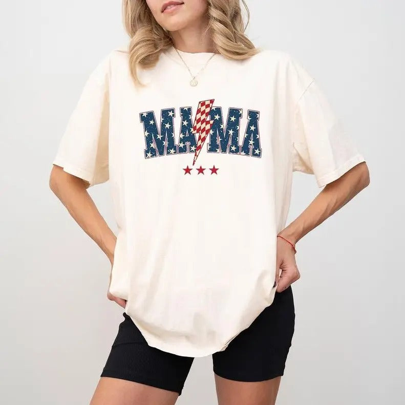 American Mama Comfort Colors Shirt, 4th Of July Shirt, Retro American Independence Day Since 1776 Shirt, 4th Of July Mom...