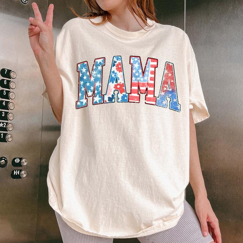 American Mama t-shirt, Mama T-Shirt, Retro Mama America tee, 4th of July T-Shirt, American Mama, Retro USA Comfort Color...