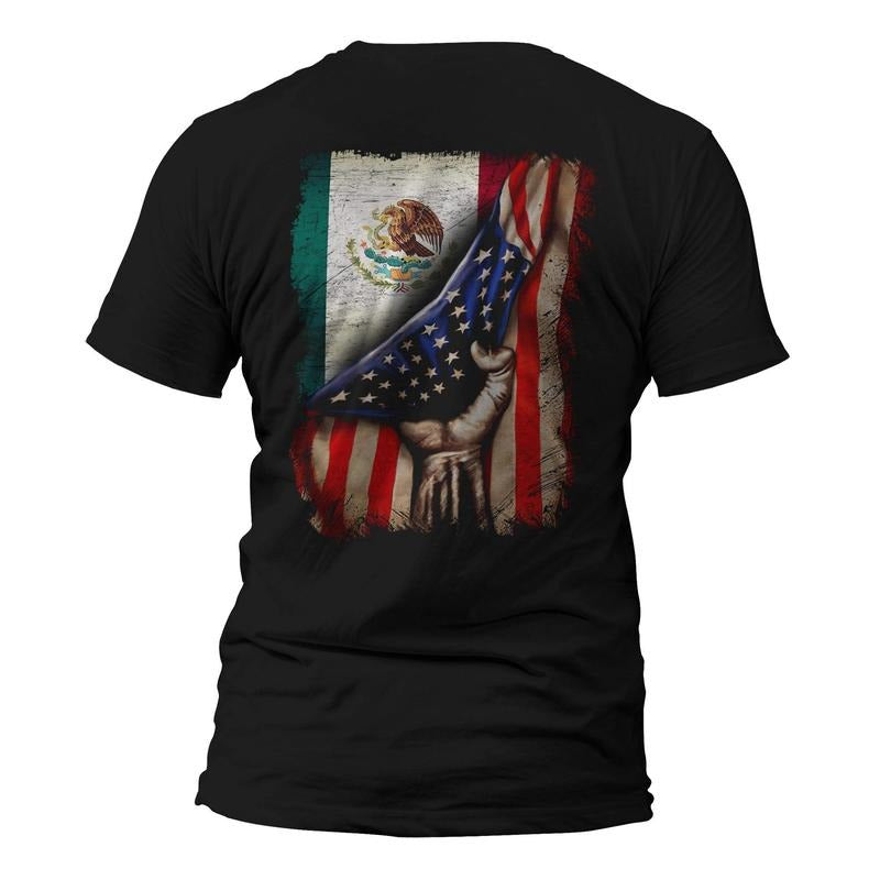 American Mexican Roots Flag Mexican Latino Chicano Pride T-Shirt Hoodie Sweatshirt | PrintMintTees.com