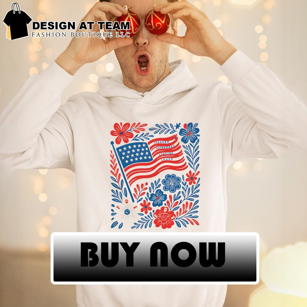 American flag Flowers Freedom Democracy Justice Truth Fdt Fot Botanical 4th of July shirt