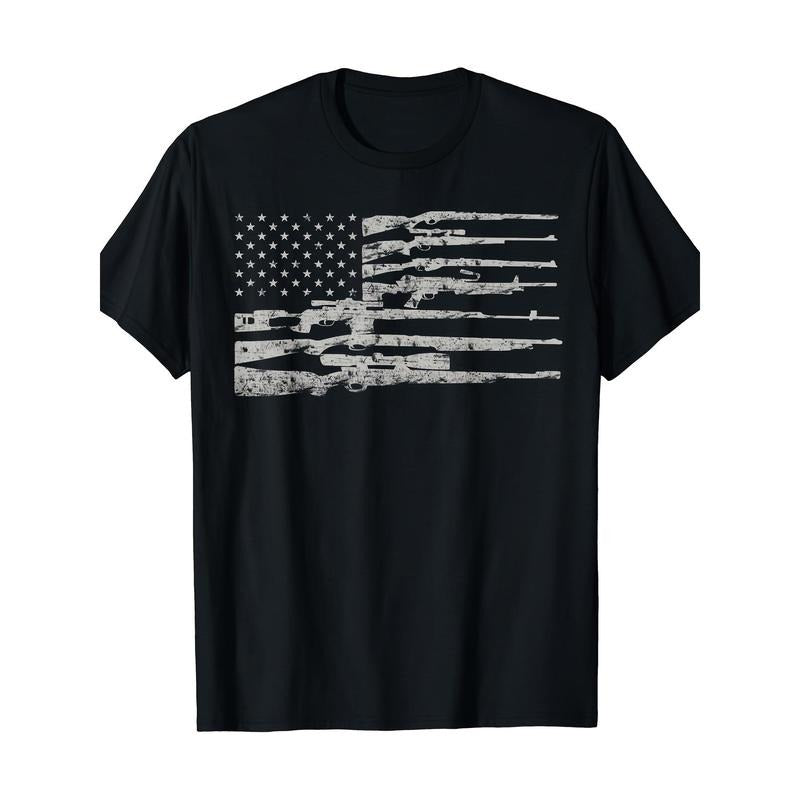 American flag T-shirt with machine gun Made in USA Hoodie Sweatshirt | PrintMintTees.com
