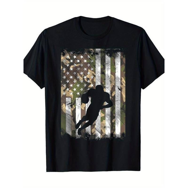 American flag football player retro patriotic t-shirt, men's t-shirt, 220g made in usa Hoodie Sweatshirt | PrintMintTees.com