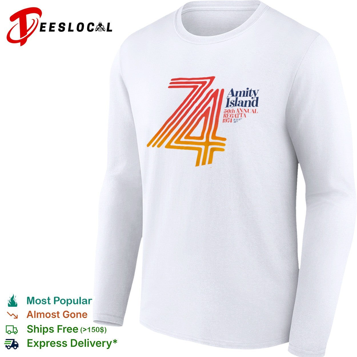 Amity Island 50th Annual Regatta 1974 July 4th 10th Jaws Movie shirt