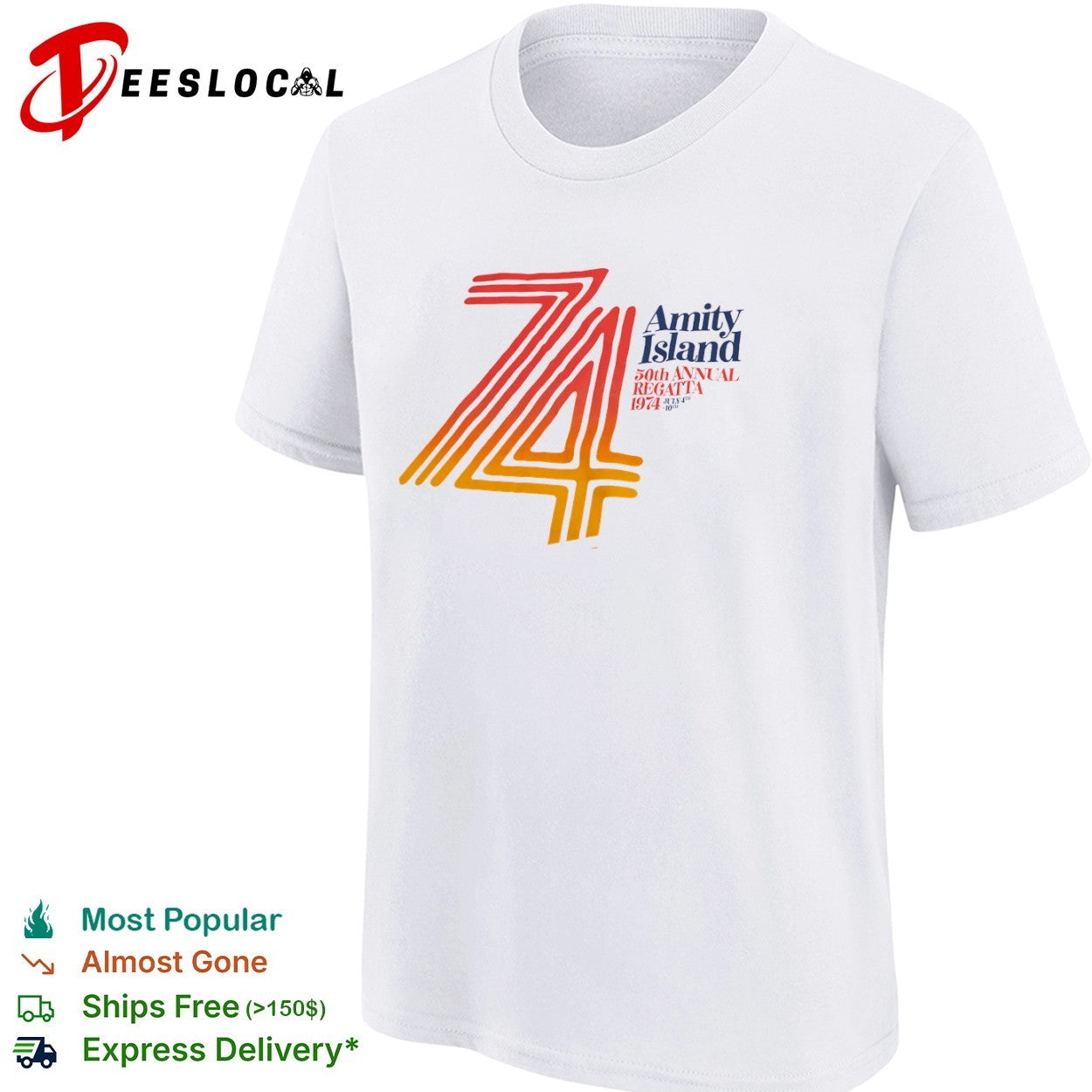 Amity Island 50th Annual Regatta 1974 July 4th 10th Jaws Movie shirt