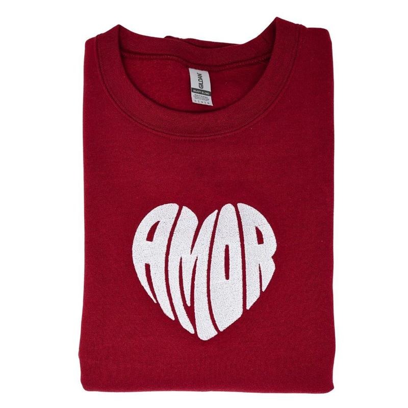 Amor Heart Embroidered Sweatshirt Casual Fashion Womenswear T-Shirts, Hoodie | PrintMintTees.com