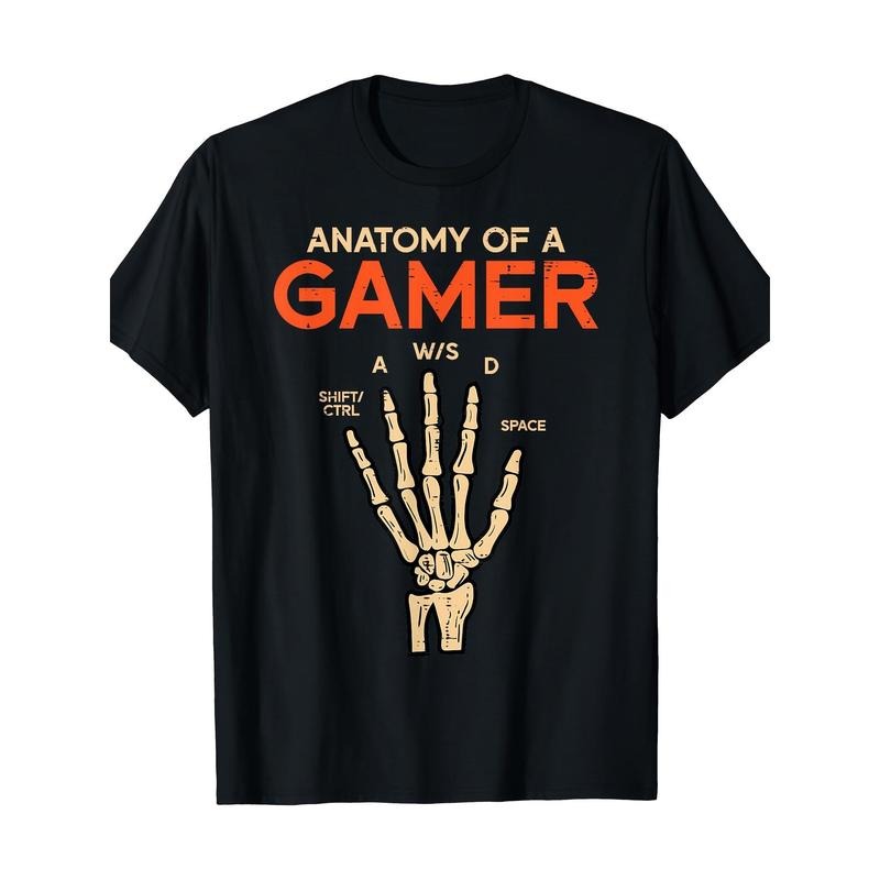 Anatomy Of A Gamer Skeleton Hand Funny Men T-Shirt Made in USA Graphic Hoodie Sweatshirt | PrintMintTees.com
