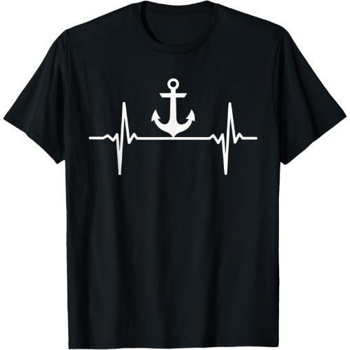 Anchor Heartbeat Funny Clothing Pulse Sailing Boat Sea Sail T-Shirt Made in USA Hoodie Sweatshirt | PrintMintTees.com