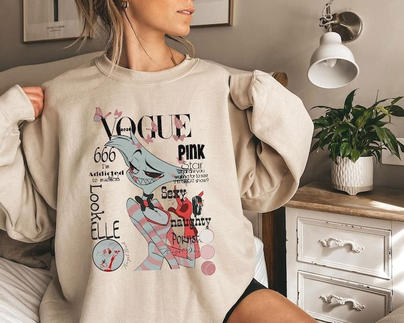 Angel Dust Vintage Magazine Hazbin Hotel Character Sweatshirt Shirt Hoodie | PrintMintTees.com