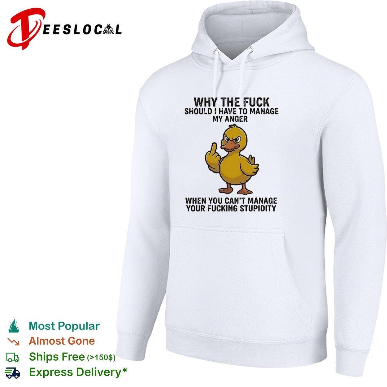 Angry duck flipping middle finger why the fuck should I manage my anger shirt