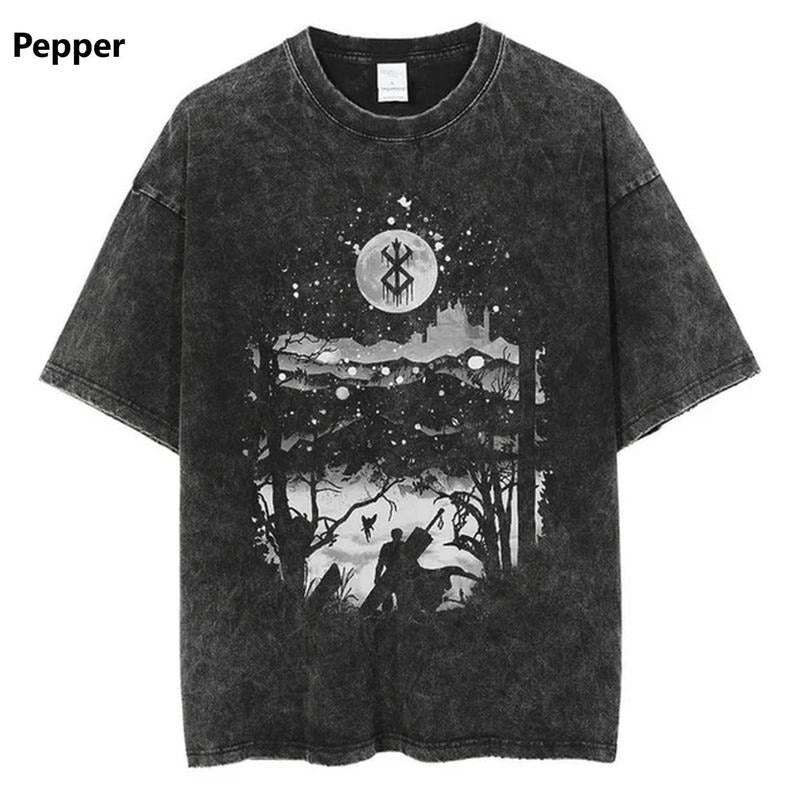 Anime Berserk Vintage T Shirts Manga Washed T-shirt Menswear Top Underwear Tshirt Hoodie Sweatshirt | PrintMintTees.com