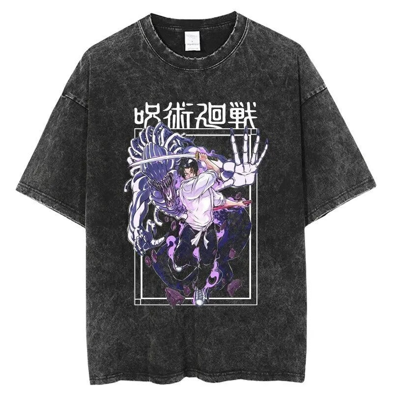 Anime Jujutsu Kaisen T Shirts Vintage 100% Cotton Washed T-shirt  T-shirt All Size Tshirt Streetwear Hoodie, Sweatshirt