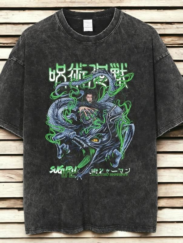 Anime Sorcerer Character Inspired Washed Vintage T Shirt Menswear Top Underwear Tshirt Hoodie Sweatshirt | PrintMintTees.com