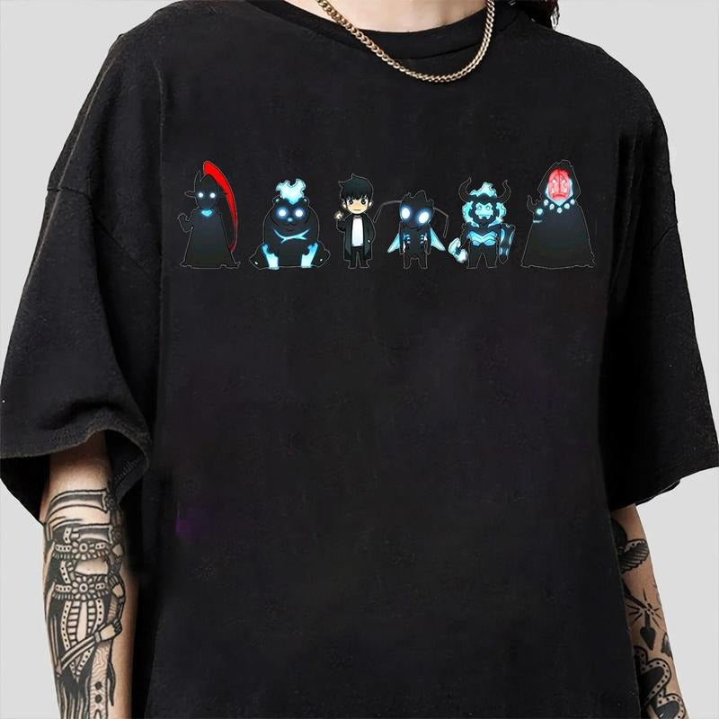 Anime T-Shirt Solo Leveling Inspired Chibi Tee Tshirt for women Top Womenswear Sweatshirt, Hoodie, Comfort Colors