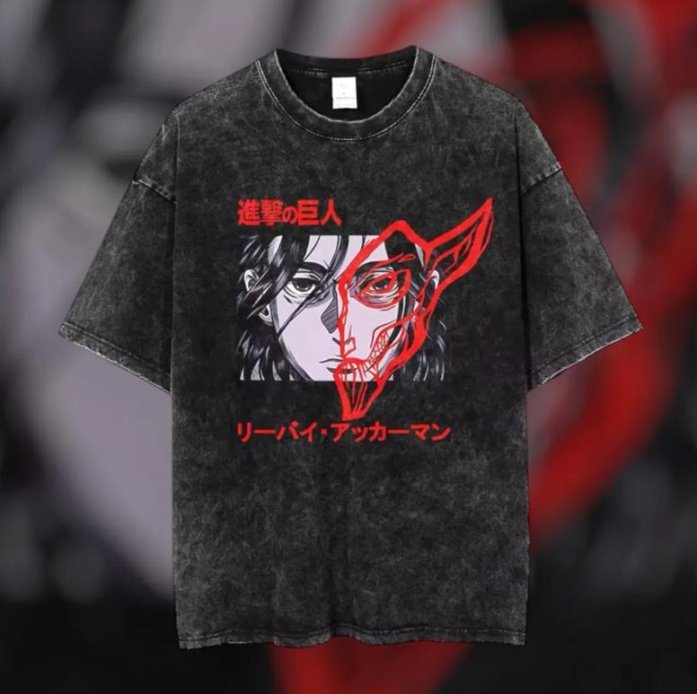 Anime T-Shirt-Vintage anime t-shirt AOT -Anime Inspired Washed T-shirt  Vintage T-Shirt Menswear Top Hoodie Sweatshirt
