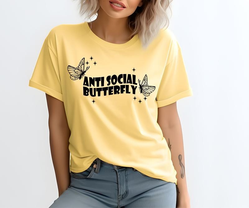 Antisocial Butterfly Comfort colors Tee shirt Hoodie Sweatshirt | PrintMintTees.com
