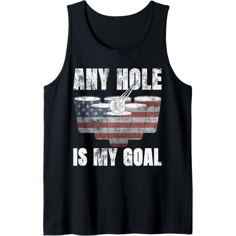 Any Hole Is My Goal Shirt 4th July Gifts USA Flag Beer Pong Tank Top Hoodie Sweatshirt | PrintMintTees.com