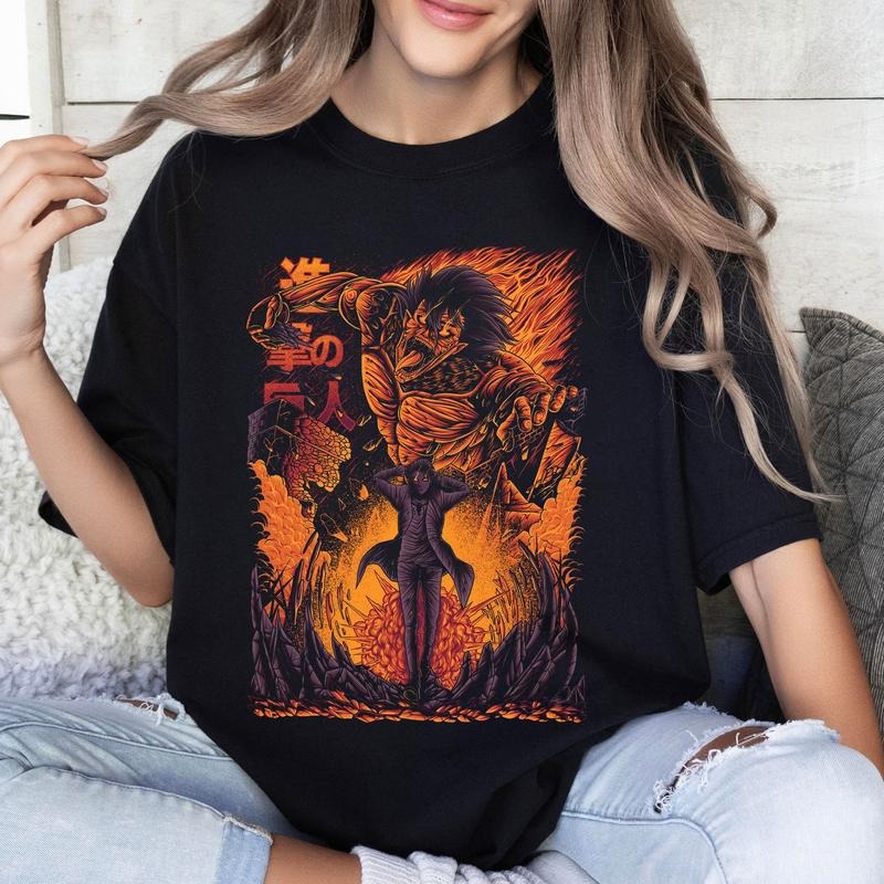 AoT Eren Yeager Attack Titan Tshirt Crewneck Hoodie Comfort Cotton Sweatshirt | PrintMintTees.com